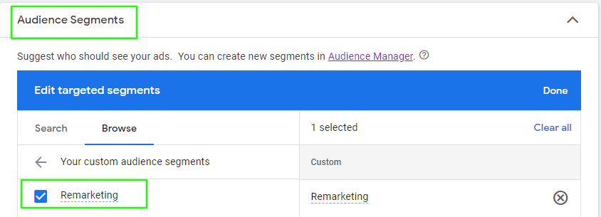 remarketing campaigns audience